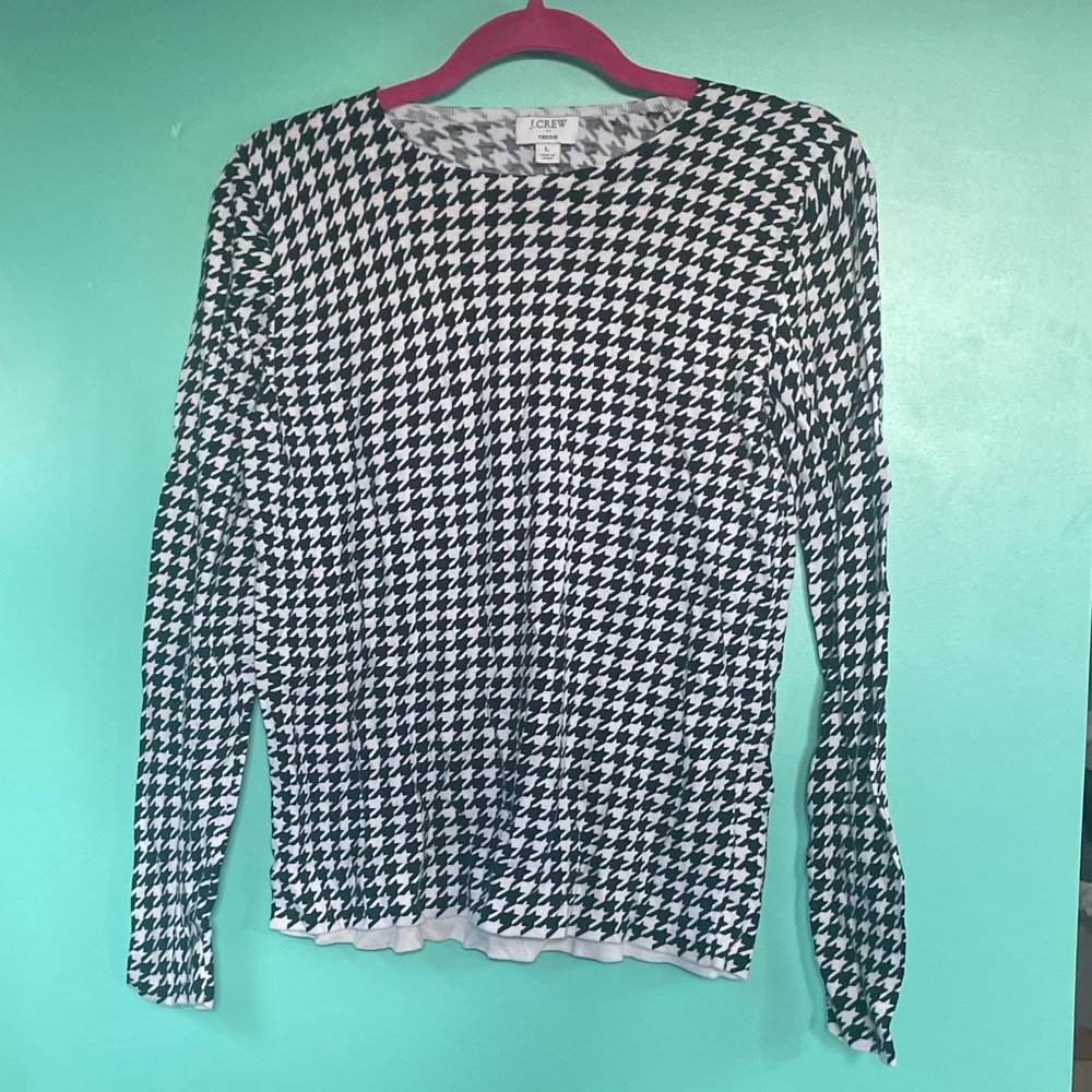 J Crew teddy sweater size large nwot houndstooth print